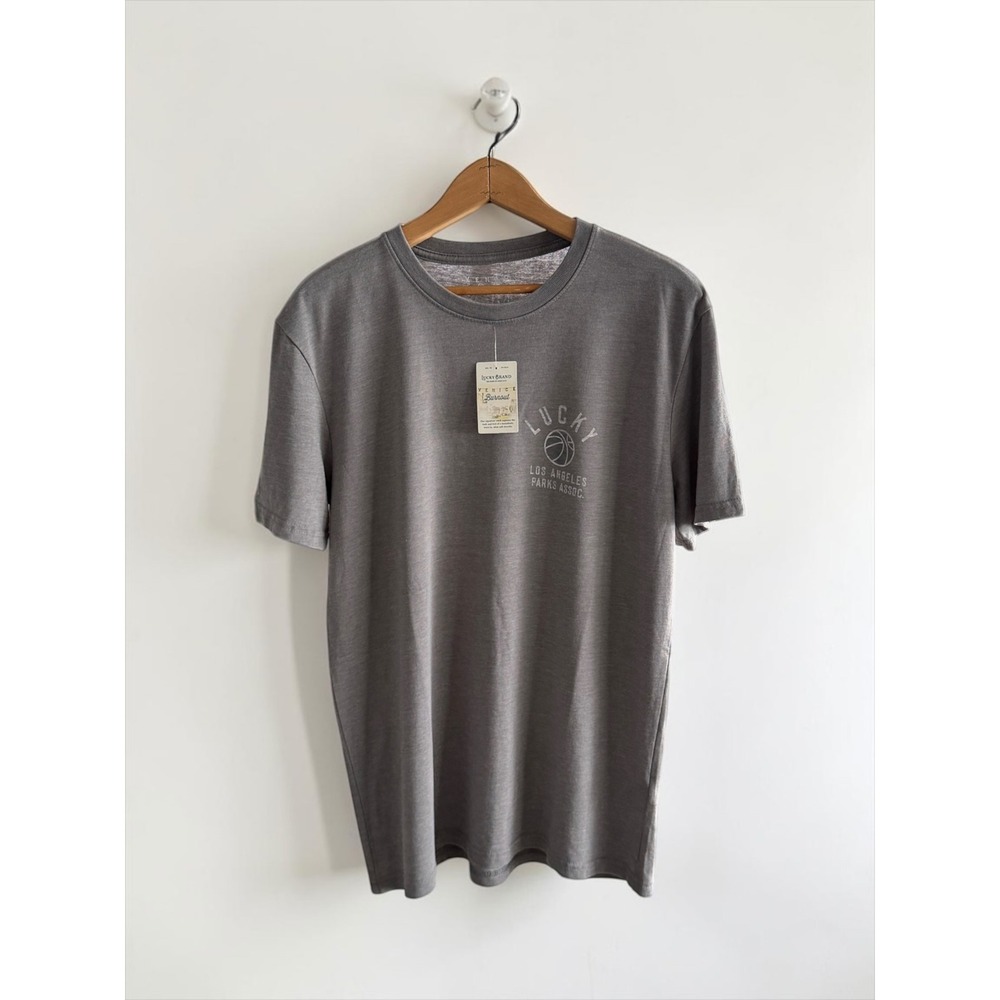 Lucky Brand Mens Venice Burnout LA Parks Assoc Basketball T-Shirt Gray M